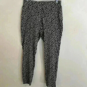 A New Day Womens Ankle Pants Size 10 Tan Black Leopard Crop Mid Rise Side Zip